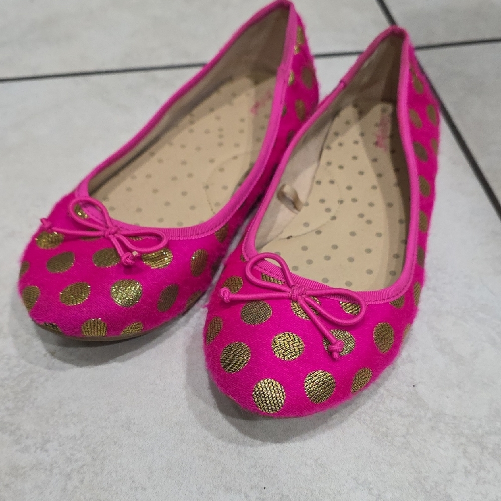 Cat & Jack Fuchsia and Gold Dot Ballet Flats